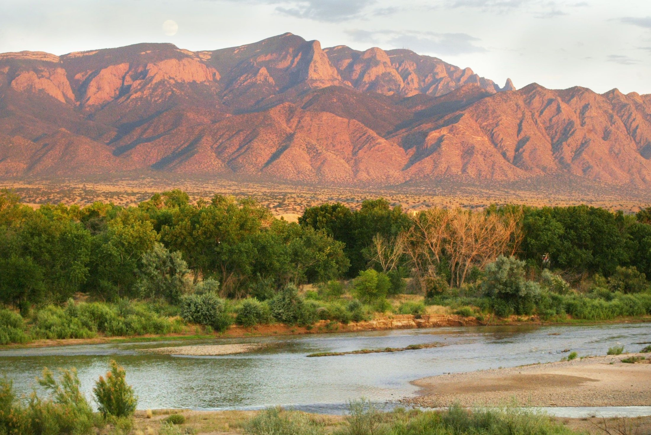 The Sandia Mountains above the Rio Grande